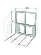 Bálaszállító villa 1000Kg terhelhetőséggel 4db 1100mm-es tüskével